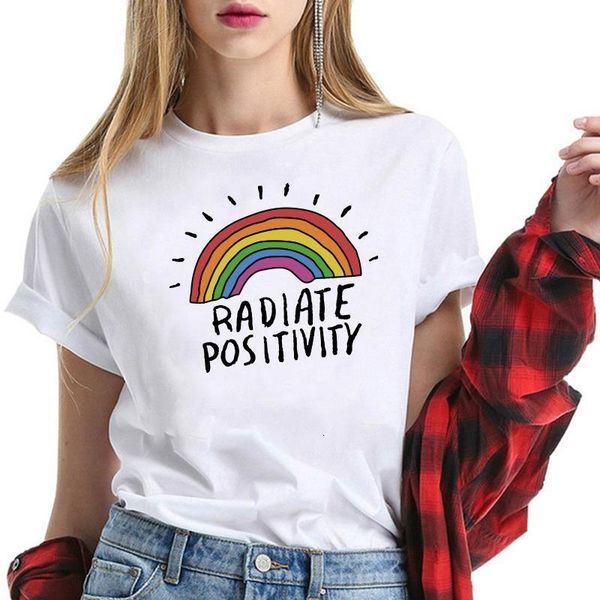 raoiate positivity print women's t-shirts rainbow graphics tee shirt femme short sleeve o-neck casual womens clothing, White
raoiate positivity print women's t-shirts rainbow graphics tee shirt femme short sleeve o-neck casual womens clothing, White