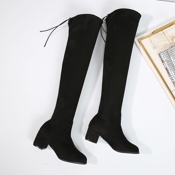 2021 new big size children's autumn/winter thin long women's at knee elastic boots show thin, thick heels 13gr, Black
2021 new big size children's autumn/winter thin long women's at knee elastic boots show thin, thick heels 13gr, Black