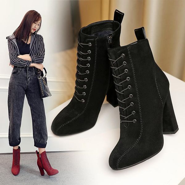 boots woman fashion suede ankle handmade autumn winter cross-tied thick heels zip women 34-43, Black
boots woman fashion suede ankle handmade autumn winter cross-tied thick heels zip women 34-43, Black