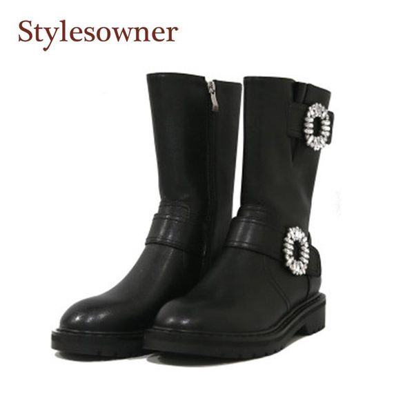 autumn/winter new rhinestone middle tube shoes fashion round toe flat side zipper ankle boots handsome motorcycle boots women, Black
autumn/winter new rhinestone middle tube shoes fashion round toe flat side zipper ankle boots handsome motorcycle boots women, Black