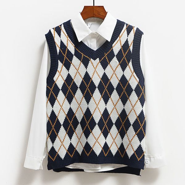 argyle fashion knits casual korean women's vests sweater elasticity spring sleeveless shirt with cleavage in v regattas krvb, White;black
argyle fashion knits casual korean women's vests sweater elasticity spring sleeveless shirt with cleavage in v regattas krvb, White;black