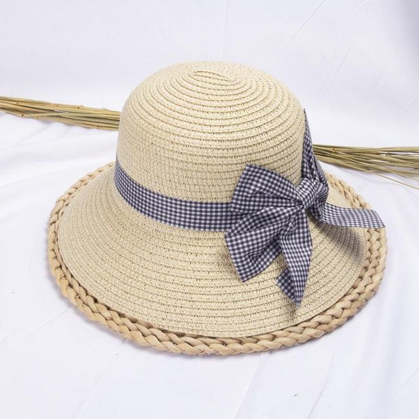new arrival summer straw hat for kids big bow sun hat for girls foldable sun block uv protection panama beach hat bone bbytwz, Black;white