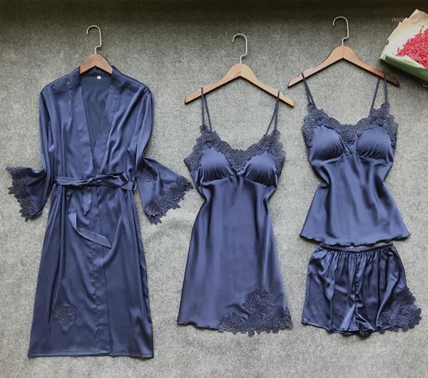 satin sleepwear female with chest pads women pajamas lace slik sleep lounge 4 pieces sets elegant ladies indoor clothing1, Black;red
satin sleepwear female with chest pads women pajamas lace slik sleep lounge 4 pieces sets elegant ladies indoor clothing1, Black;red