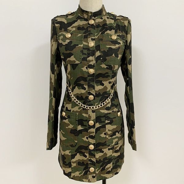 high end european women dressed in fine military personality printed chain buttons women's collar dress party clothes pnky, Black;gray
high end european women dressed in fine military personality printed chain buttons women's collar dress party clothes pnky, Black;gray