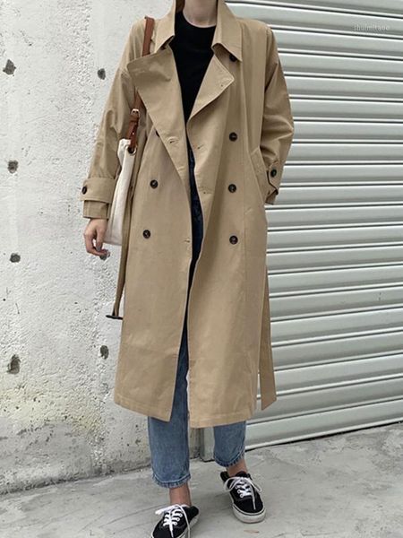 new arrival autumn trench coat women oversize double breasted vintage loose clothing womens and blouses ym6021, Tan;black
new arrival autumn trench coat women oversize double breasted vintage loose clothing womens and blouses ym6021, Tan;black