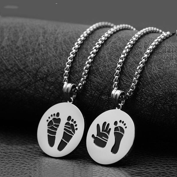pendant necklaces street style personality round family parents child handprint footprint stainless steel necklace chain jewelry drop, Silver
pendant necklaces street style personality round family parents child handprint footprint stainless steel necklace chain jewelry drop, Silver