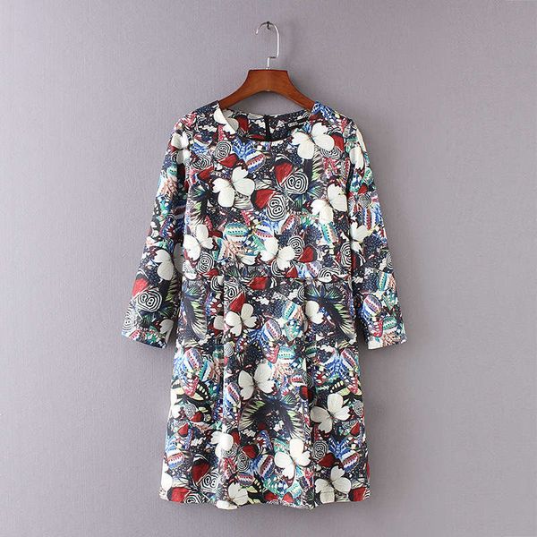 spring new women's fashion versatile show thin round neck butterfly print slim dress, Black;gray
spring new women's fashion versatile show thin round neck butterfly print slim dress, Black;gray