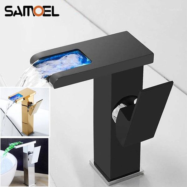 bathroom sink faucets matte black brass led light 3 color change cold water mixer tap waterfall variable colors basin faucet b34181
bathroom sink faucets matte black brass led light 3 color change cold water mixer tap waterfall variable colors basin faucet b34181