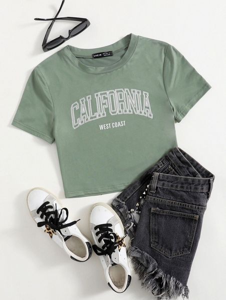 letter graphic crop tee 11an#, White