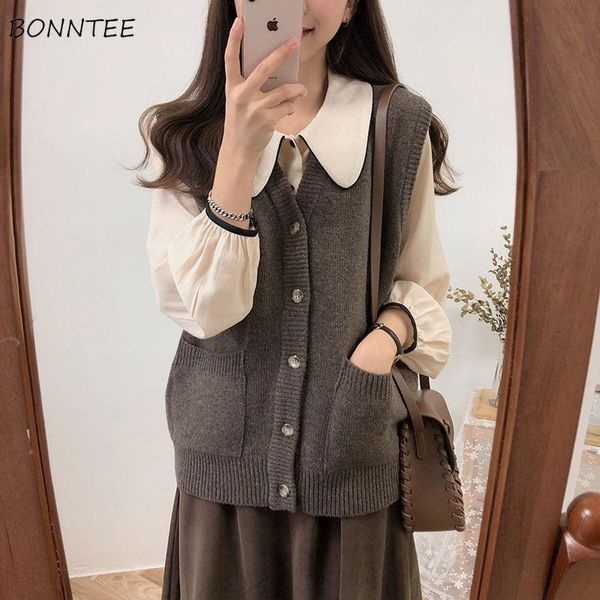 sweater vests women solid autumn v-neck pockets loose casual knitted harajuku retro korean style all-match chic students basic, Black;white
sweater vests women solid autumn v-neck pockets loose casual knitted harajuku retro korean style all-match chic students basic, Black;white
