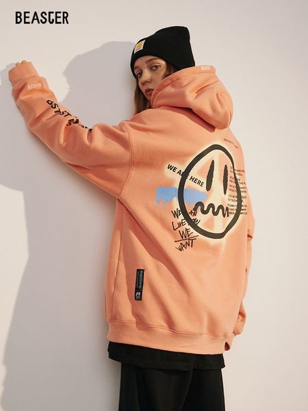 beaster devil's face hoodie with plush thermal embroidery