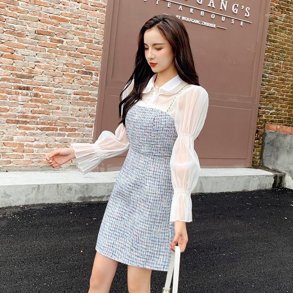 tweeded women two pieces set chiffon turn down collar long sleeve puff sleeve white shirt elegant chic plaid mini dress1, Gray
tweeded women two pieces set chiffon turn down collar long sleeve puff sleeve white shirt elegant chic plaid mini dress1, Gray