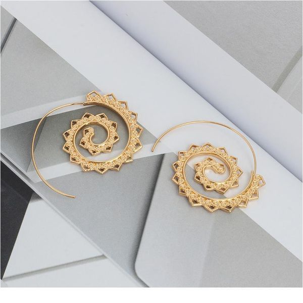 new bohemian ethnic round swirl earrings flower design statement earrings women golden color party spiral earrings qylivv, Black
new bohemian ethnic round swirl earrings flower design statement earrings women golden color party spiral earrings qylivv, Black