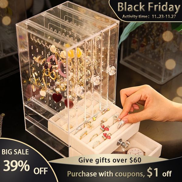 portable earrings ring display stand shelf dustproof acrylic jewelry storage box drawer women necklace bracelet organizer case q1130
portable earrings ring display stand shelf dustproof acrylic jewelry storage box drawer women necklace bracelet organizer case q1130