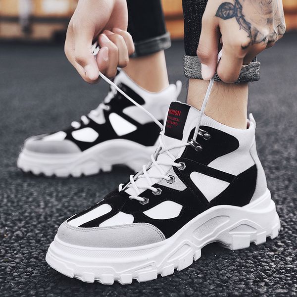 new korean high british style men's and women's martin boots fashion ins couple shoes high canvas c1212, Black;white
new korean high british style men's and women's martin boots fashion ins couple shoes high canvas c1212, Black;white
