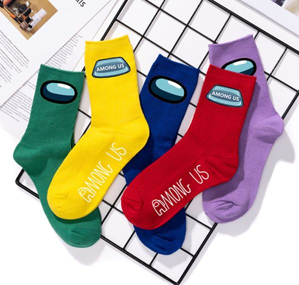 among us socks cartoon cosplay milk long printed long socks keep warm socks fashion gift cartoon, Black;white