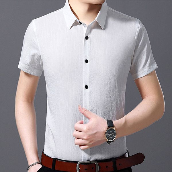 thin men's shirt fashion solid color bamboo fiber short-sleeved business casual shirt breathable pockets kg-204, White;black
thin men's shirt fashion solid color bamboo fiber short-sleeved business casual shirt breathable pockets kg-204, White;black