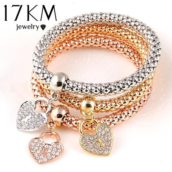 link, chain 17km 3pcs gold color heart charm elastic bracelets for women pulseras bracelet cute multilayer bangles pulseira feminina gifts, Black
link, chain 17km 3pcs gold color heart charm elastic bracelets for women pulseras bracelet cute multilayer bangles pulseira feminina gifts, Black