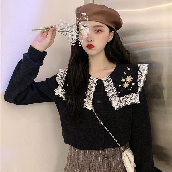 women's knits & tees women spring autumn fashion long-sleeved knitted sweater retro lace embroidery collar cardigan loose casual single, White
women's knits & tees women spring autumn fashion long-sleeved knitted sweater retro lace embroidery collar cardigan loose casual single, White