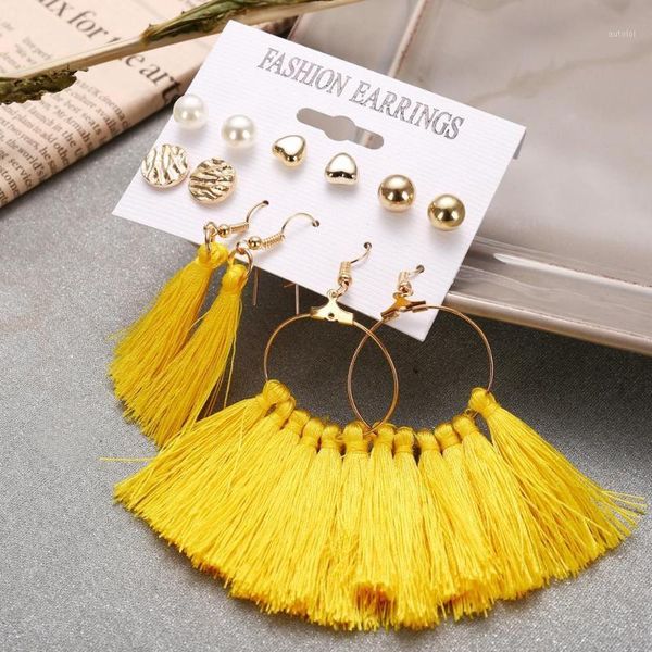 one set classic yellowtassel acrylic earrings for women bohemian earrings set big dangle drop earring female fashion jewelry1, Golden;silver
one set classic yellowtassel acrylic earrings for women bohemian earrings set big dangle drop earring female fashion jewelry1, Golden;silver