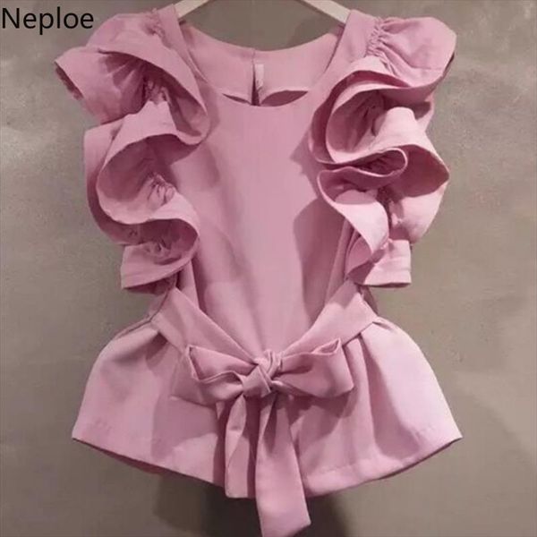 neploe sleeveless ruffles blouse korean sashes waist controlled shirt 2020 summer sweet o neck solid color blusas 43193, White
neploe sleeveless ruffles blouse korean sashes waist controlled shirt 2020 summer sweet o neck solid color blusas 43193, White