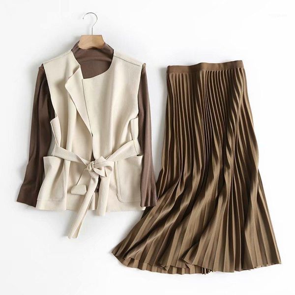 2020 autumn womens three pieces clothes knitted suit set pullovers and pleated long skirt women's tracksuit1, White
2020 autumn womens three pieces clothes knitted suit set pullovers and pleated long skirt women's tracksuit1, White