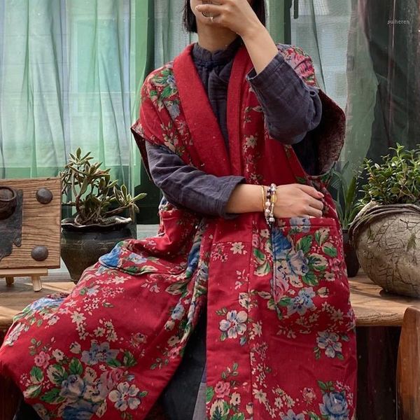 johnature women vintage 2020 winter cotton long vests coats chinese style sleeveless v-neck patchwork print floral pocket vests1, Black;white
johnature women vintage 2020 winter cotton long vests coats chinese style sleeveless v-neck patchwork print floral pocket vests1, Black;white