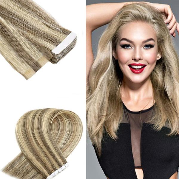 neitsi straight skin weft adhesive hair non-remy tape in human hair extensions 12\"-20\" piano color double sided invisi wmtdjd, Black