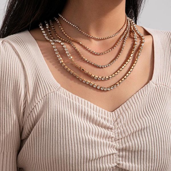 chokers lacteo 4 pcs/set boho bling rhinestone choker necklace for women hip hop shiny crystal charm jewelry accessories gifts, Golden;silver
chokers lacteo 4 pcs/set boho bling rhinestone choker necklace for women hip hop shiny crystal charm jewelry accessories gifts, Golden;silver