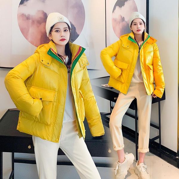 women jackets winter coat jacket glossy hooded down cotton coats half stand collar thick parkas zipper padded pocket cold coat, Black
women jackets winter coat jacket glossy hooded down cotton coats half stand collar thick parkas zipper padded pocket cold coat, Black