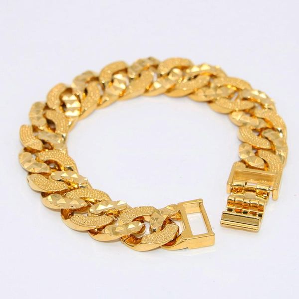 cool bracelet chain for man yellow gold filled men's bangle carved curb cuban link 14mm,7.28, Black
cool bracelet chain for man yellow gold filled men's bangle carved curb cuban link 14mm,7.28, Black
