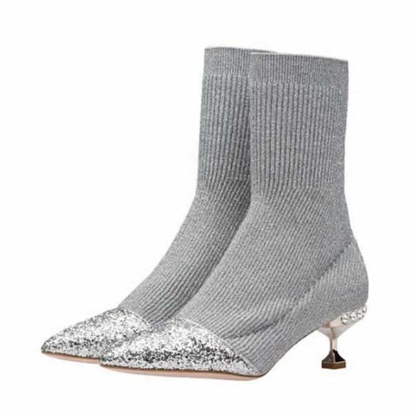 boots 2021 silver women winter warm pointed toe high heels paillette stretch ankle knit sock botas mujer, Black
boots 2021 silver women winter warm pointed toe high heels paillette stretch ankle knit sock botas mujer, Black