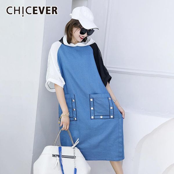 chicever patchwork denim dress for women hooded short sleeve hit color pockets loose dresses female 2020 summer new clothing1, Black;gray
chicever patchwork denim dress for women hooded short sleeve hit color pockets loose dresses female 2020 summer new clothing1, Black;gray