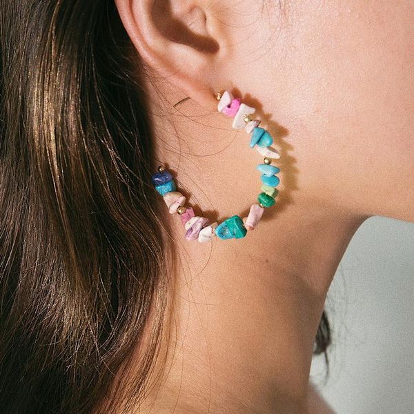 hoop & huggie simple creative colorful chipping stone beads round earrings for women fashion geometric circle jewelry xr2355, Golden;silver
hoop & huggie simple creative colorful chipping stone beads round earrings for women fashion geometric circle jewelry xr2355, Golden;silver