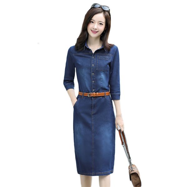 2021 new denim blue dress xs-3xl plus size new spring skinny korean fashion send belt at knee height female dresses, Black;gray
2021 new denim blue dress xs-3xl plus size new spring skinny korean fashion send belt at knee height female dresses, Black;gray