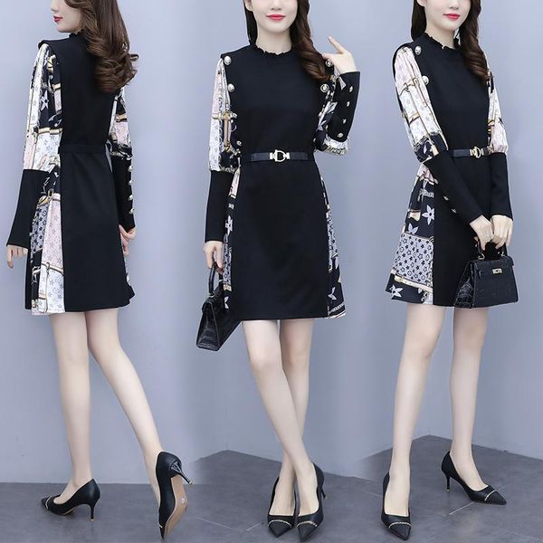 womens plus size l-5xl dress blouses xxl xxxl 3xl xxxxl 4xl floral belt slim casual loose party blusas long sleeve office dress, Black;gray 
womens plus size l-5xl dress blouses xxl xxxl 3xl xxxxl 4xl floral belt slim casual loose party blusas long sleeve office dress, Black;gray