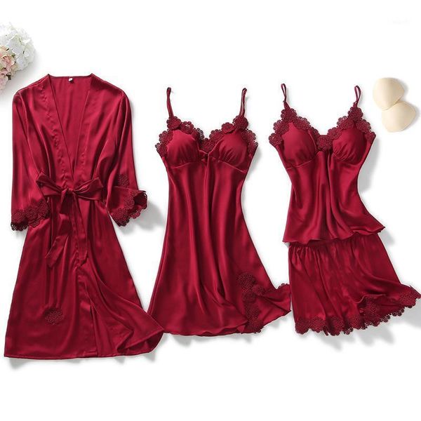 4 piece sleepwear women nightgowns robes satin negligee nightwear lingerie night dress bridesmaid bathrobe lounge set1, Black;red
4 piece sleepwear women nightgowns robes satin negligee nightwear lingerie night dress bridesmaid bathrobe lounge set1, Black;red