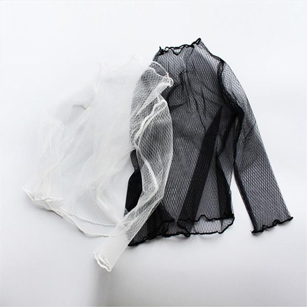women lace mesh plaid blouses transparent bottoming shirt female shirt hollow black long sleeves inside perspective blouse, White
women lace mesh plaid blouses transparent bottoming shirt female shirt hollow black long sleeves inside perspective blouse, White