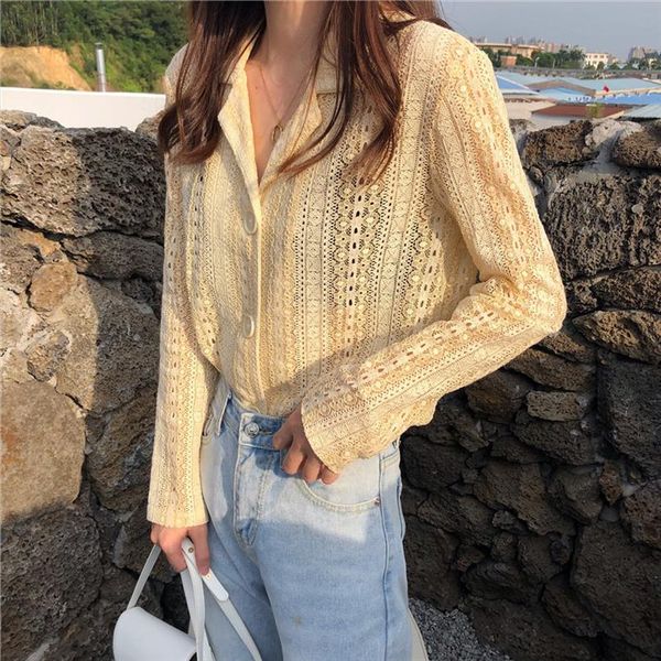 sweet hollow out lace full sleeves chic 2020 gentle korean streetwear basic all match loose elegant shirts, White
sweet hollow out lace full sleeves chic 2020 gentle korean streetwear basic all match loose elegant shirts, White