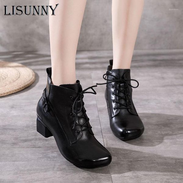 lisunny genuine leather ankle boots retro women shoes 2020 new autumn winter round toe square heel zip cross-tied women boots1, Black
lisunny genuine leather ankle boots retro women shoes 2020 new autumn winter round toe square heel zip cross-tied women boots1, Black
