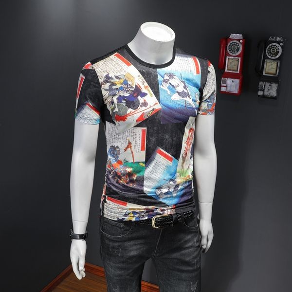 short-sleeved t-shirt male 2020 summer new korean version of the tide repair shirt digital printing half-sleeved social ice silk body, White;black
short-sleeved t-shirt male 2020 summer new korean version of the tide repair shirt digital printing half-sleeved social ice silk body, White;black