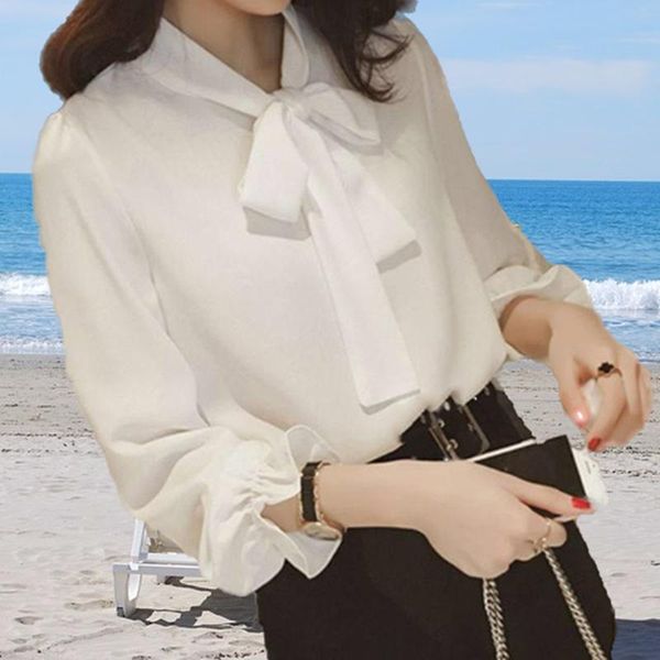 bow chiffon shirts women's long sleeve new fashion large size blouses lantern sleeve office versatile, White
bow chiffon shirts women's long sleeve new fashion large size blouses lantern sleeve office versatile, White