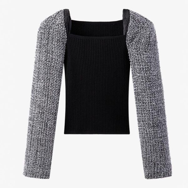 women's sweaters sondr matching vintage knit sweater women 2021 spring patchwork square collar pullovers color, White;black
women's sweaters sondr matching vintage knit sweater women 2021 spring patchwork square collar pullovers color, White;black