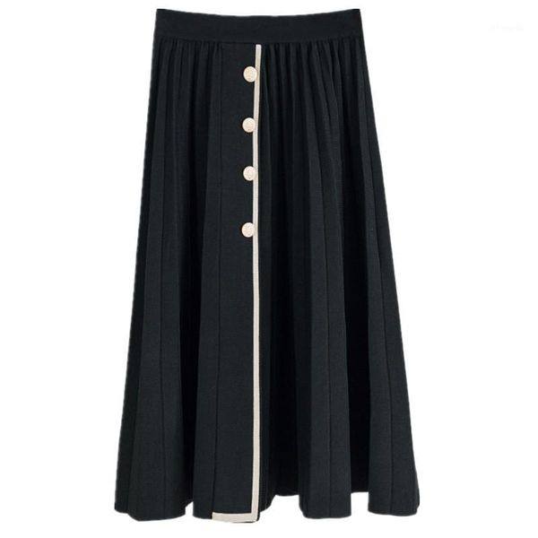 2020 fashion elastic high waist knitted midi pleasted skirt for women single breasted woman skirts long beige black knit saias1
2020 fashion elastic high waist knitted midi pleasted skirt for women single breasted woman skirts long beige black knit saias1