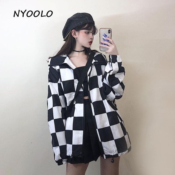 nyoolo casual plaid drawstring outerwear summer long sleeve coat sun protection clothing zipper jacket women streetwear, Black;brown
nyoolo casual plaid drawstring outerwear summer long sleeve coat sun protection clothing zipper jacket women streetwear, Black;brown