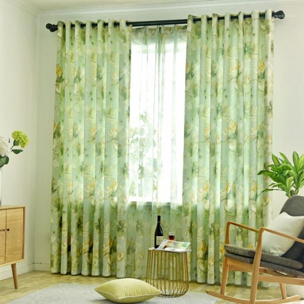 american simple modern green flower shade curtains for living dining room bedroom.1
american simple modern green flower shade curtains for living dining room bedroom.1