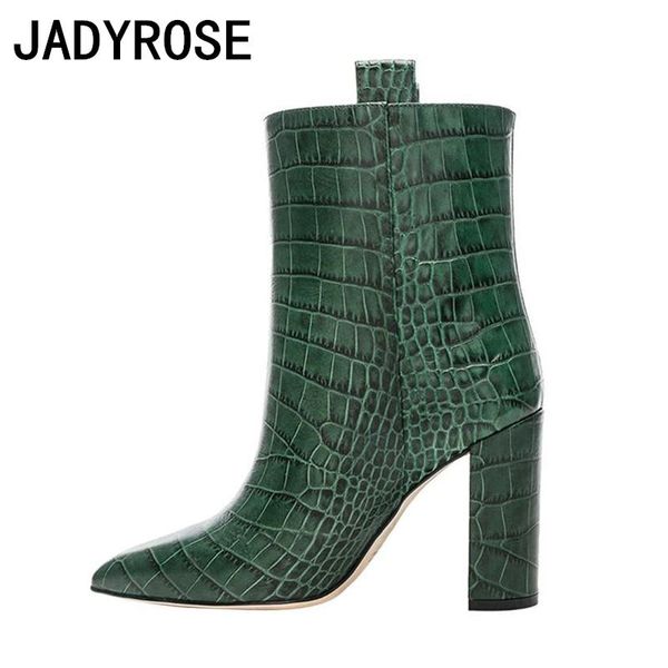 vintage green women short winter boots pointed toe alligator sheepskin 10cm chunky high heels botas femmes botines, Black
vintage green women short winter boots pointed toe alligator sheepskin 10cm chunky high heels botas femmes botines, Black