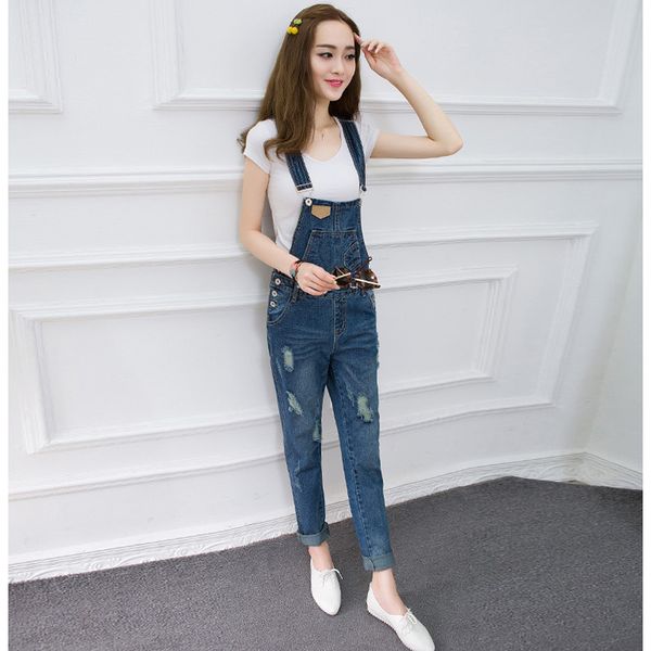 new women's regular denim overall strap pants sling trousers washed casual hole jumpsuits romper jeans, Blue
new women's regular denim overall strap pants sling trousers washed casual hole jumpsuits romper jeans, Blue