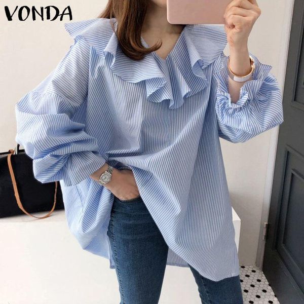 vonda 2020 women blouse striped printed shirts plus size v neck long sleeve ruffle beach bohemian casual blusas s-5xl, White
vonda 2020 women blouse striped printed shirts plus size v neck long sleeve ruffle beach bohemian casual blusas s-5xl, White