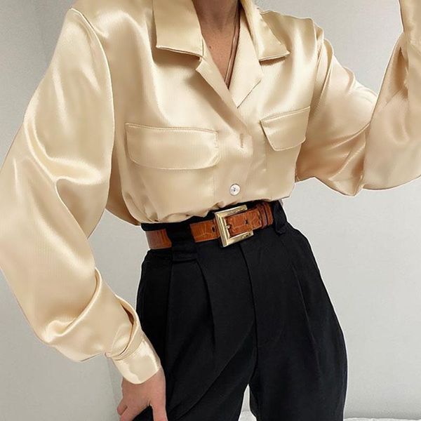 women and blouses 2020 celmia vintage satin shirts plus size casual loose buttons lapel party elegant blusas femininas, White
women and blouses 2020 celmia vintage satin shirts plus size casual loose buttons lapel party elegant blusas femininas, White